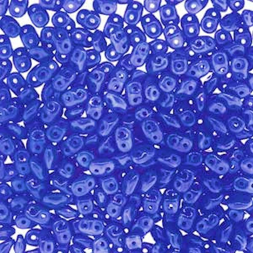 24 Grams Czech Glass Opaque Blue 2.5x5mm Super Duo Beads with 0.8mm Hole