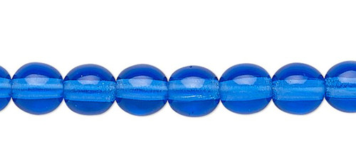 Bead, Czech Pressed Glass Light Cobalt Blue 4mm Round Beads 1 Strand(100)  `