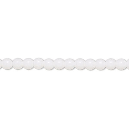 1 Strand Czech Pressed Glass Opaque White 4mm Round Beads with 0.8-1mm Hole