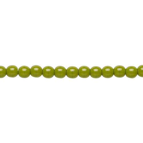 1 Strand Czech Pressed Glass Opaque Chartreuse 4mm Round Beads