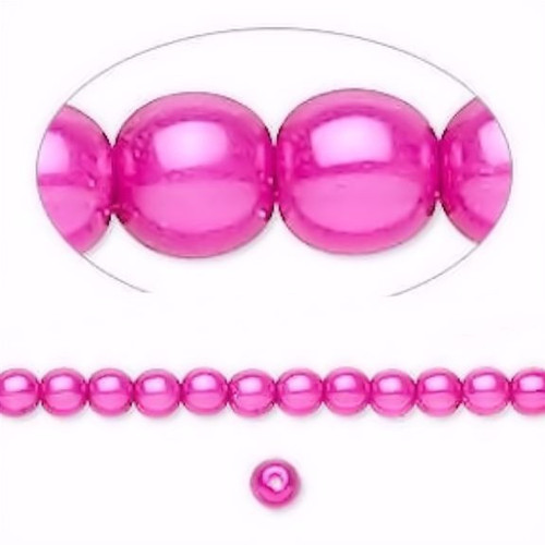 1 Strand(100) Czech Pressed Pearl Coated Glass Hot Pink 4mm Round Beads `