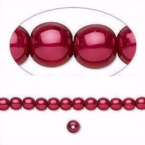 1 Strand(100) Czech Pressed Pearl Coated Glass Red 4mm Round Beads with 1mm Hole