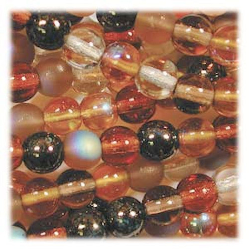 50 Wheatberry MIX Czech Pressed Glass Druk 8mm Round Beads with 0.8-1mm Hole