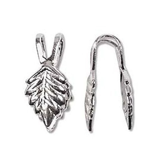 Bail, 144 Silver Plated Brass Fold Over & Glue on Leaf Bails with 14mm Grip Length *