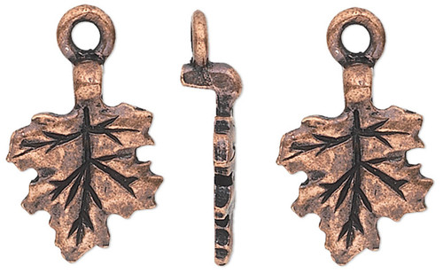 Bail, 4 Antiqued Copper Plated Pewter 17x11mm Earring Style Glue-on Leaf Bails