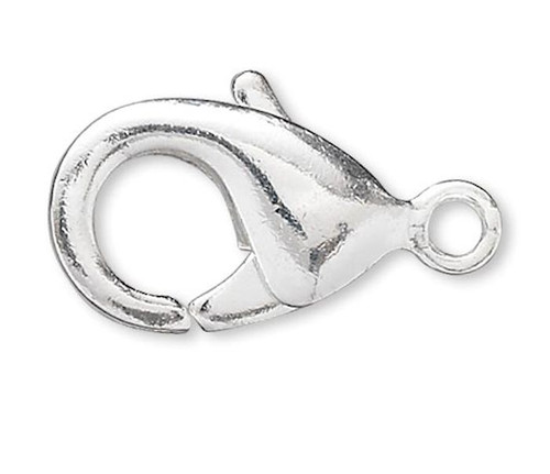 100 Silver Plated Brass 13x8mm Self-Closing Lobster Claw Clasps