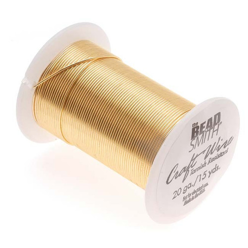 Wire, 15 Yard Spool BeadSmith Tarnish Resistant Gold HALF Hard 20 Gauge Wrapping Wire