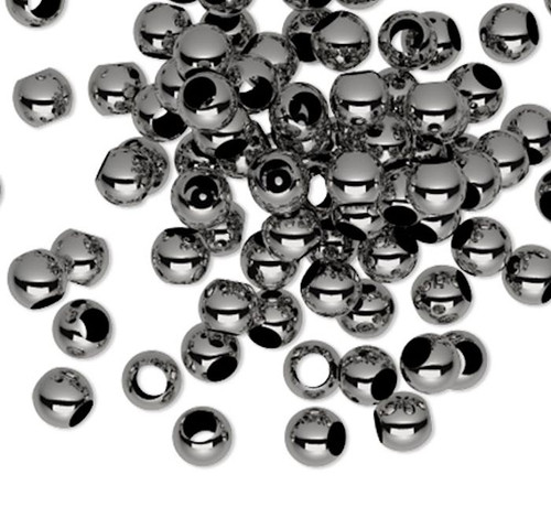 100 Gunmetal Plated Brass Smooth Micro 2mm  Round Spacer Beads with 1.3mm Hole