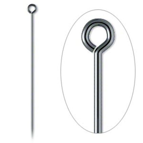 Eye Pin, 100 Gunmetal Plated Brass 3 Inches Long 21 Gauge Eye Pins