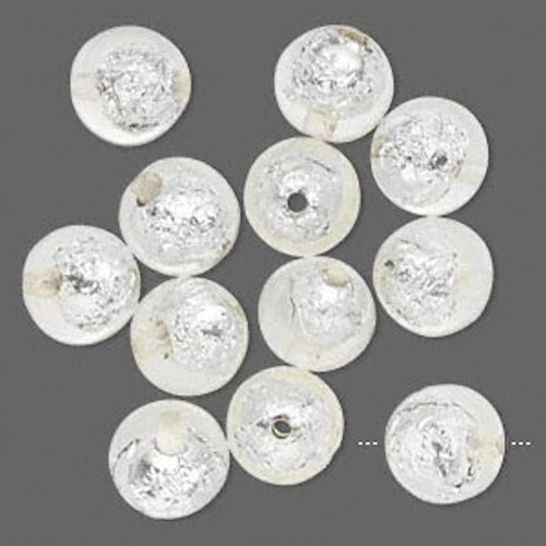 12 Glistening Clear with Silver Foil Round Resin Beads ~ 16mm *