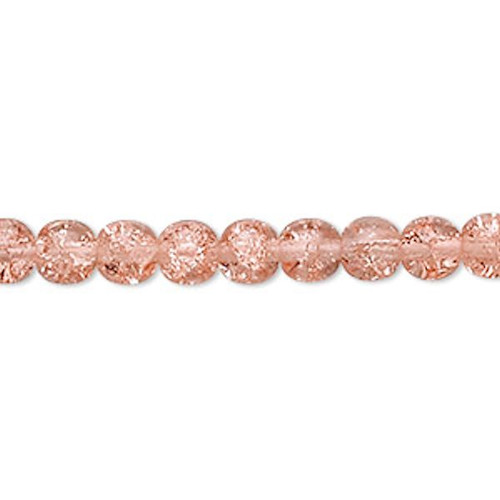 1 Strand(67) Czech Pink Crackle Glass Druk 6mm Round Beads with  0.7-1.1mm Hole