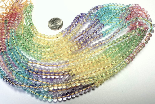 Crackle Glass 4x6mm Rondelle Bead Pastel Color Mix  1 Strand(100)*