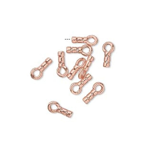 10 Copper Plated Brass 5x2mm Crimp Tubes with Loop with 0.6mm ID `