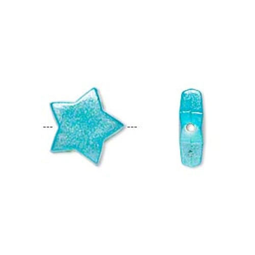 200 Pearlized Turquoise Acrylic Double Sided 13x13mm Flat Star Beads *