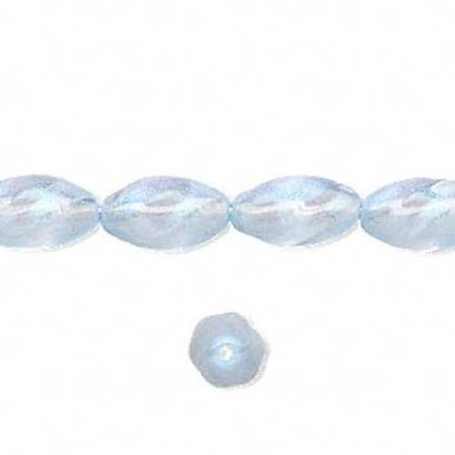 1 Strand Czech Pressed Glass Sky Blue Rainbow 12x7mm Oval Glass Beads *