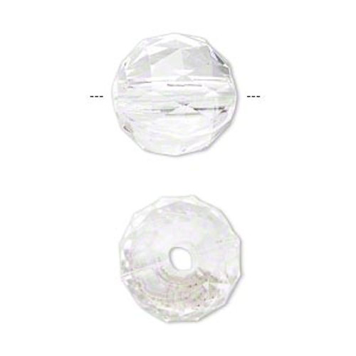 100 Grams(50) Acrylic Transparent Crystal Clear  15mm Faceted Round Beads