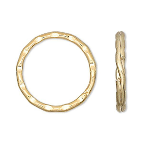 100 Large 25mm Hammered Gold Plated Steel Split Rings Key Rings with 21mm ID `