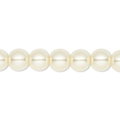 2 Strands(100) Ivory 8mm Round Glass Pearl Beads with 1.1-1.4mm Hole