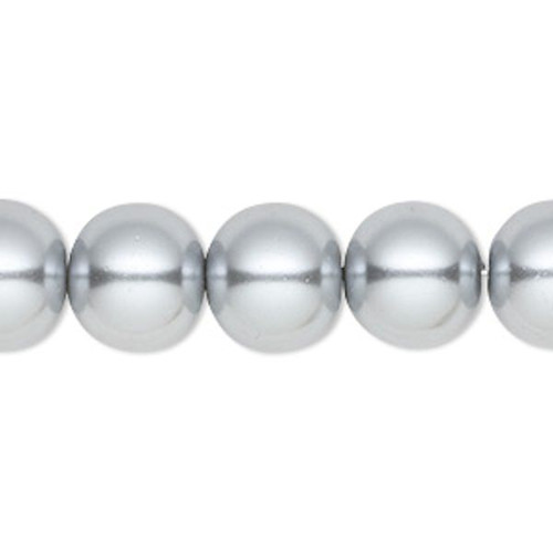 1 Strand(30) Silver 12mm Round Glass Pearl Beads with 1.1mm Hole