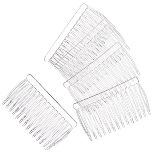 Comb, 15 Clear Plastic 42x70mm Hair Combs Ready to Wear or Decorate