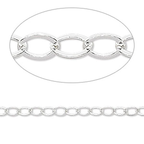 5 Foot Spool Sterling Silver 4x3mm Flat Oval Link Cable Chain `