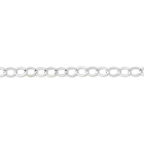 5 Feet Sterling Silver 3.5mm Flat Round Cable Link Chain `