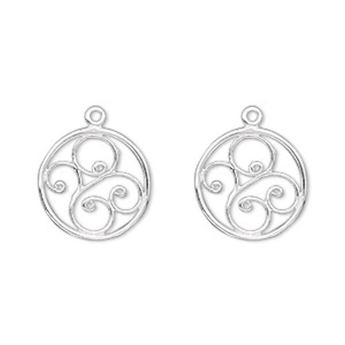 2 Sterling Silver Double Sided 14mm Round Filigree Charms *