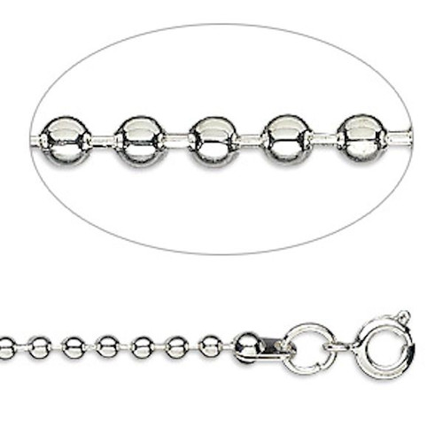 10 Silver Plated Steel 30 Inches Long 2.4mm Ball Chain Necklaces with Clasps