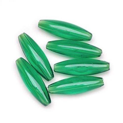 144 Acrylic Transparent Kelly Christmas Green 6x19mm Spaghetti Oval Tube Beads *