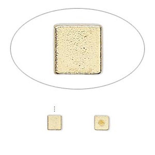 12 Gold Plated Brass Half-Drilled 4x4mm Cube End Beads For Use with MEMORY WIRE