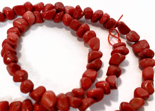 1 Strand(95) Red Howlite 4-5mm Pebble Beads with 0.5-1.5mm Hole *