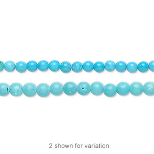 1 Strand Turquoise Blue Magnesite 3mm Round B Grade Beads with  0.5-1.5mm Hole