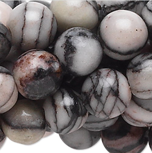 Bead, Black Silk Stone Natural 8mm Round Beads w/ 0.5-1.5mm Hole 1 Strand(50)