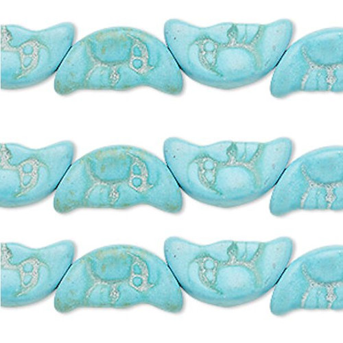 Bead, Light Blue Turquoise (Imitation) 18x9mm Double Sided Moon Face 1 Std(26) *