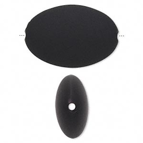 30 Matte Black Rubberized Coating Acrylic 28x19mm Oval Beads with 2mm Hole *
