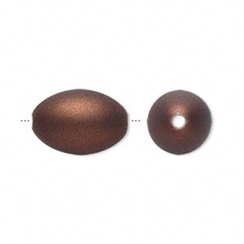 Bead, 40 Matte Brown Rubberized Coating Acrylic 17x12mm Oval Beads *