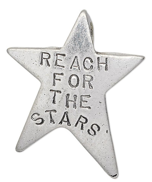 4 Antiqued Silver Pewter 22x17.5mm Star REACH FOR THE STARS Charms