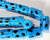 1 Strand(25) Opaque Turquoise Blue with Black Lampwork Glass 16x10mm Tube Beads *