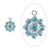 2 Silver Plated Brass 10mm Flower Charms with Aquamarine Swarovski Crystals *