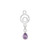 1 Sterling Silver 25x8mm with Amethyst 6x4mm Pear Shaped Drop