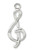 100 Silver Plated Brass Single Sided 16x7mm Treble Clef  Drop Music Charms