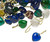 Drop Mix, Heart, 100 Mixed Glass 4mm Heart Drop Charms with Brass Loop