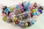 20 Lampwork Glass Multi Color with Flowers 12x7mm Rondelle Bead Mix  *