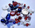 Bead Mix, Glass and Lucite Acrylic  Color Combo Patriotic Mixed Beads 28 Grams(50)  *