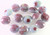 10 Lampwork Glass Gray & Pink 20mm Puffy Coin Beads *