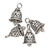 Charm, 4 Antiqued Silver Plated Pewter 16.5x12mm Textured Bell Drop Charms