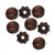 8 Dark Brown Hand Cut Corrugated 12mm Round Wood Beads *