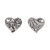 2 Antiqued Pewter Double Sided 15mm Heart with Amor Design Charms