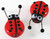 2 Large Red & Black Lampwork Glass 18x35mm Ladybug Beads *