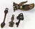 4 Antiqued Brass Plated Pewter Bottle,Key, Spoon & Hand Charm Mix *
